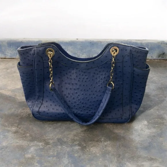 Navy Textured Chain-Handle Women's Tote NWOT - Picture 1 of 3